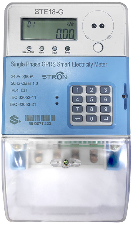 Prepaid Split Keypad Single Phase Energy Meter Low Credit Alarm Token Type