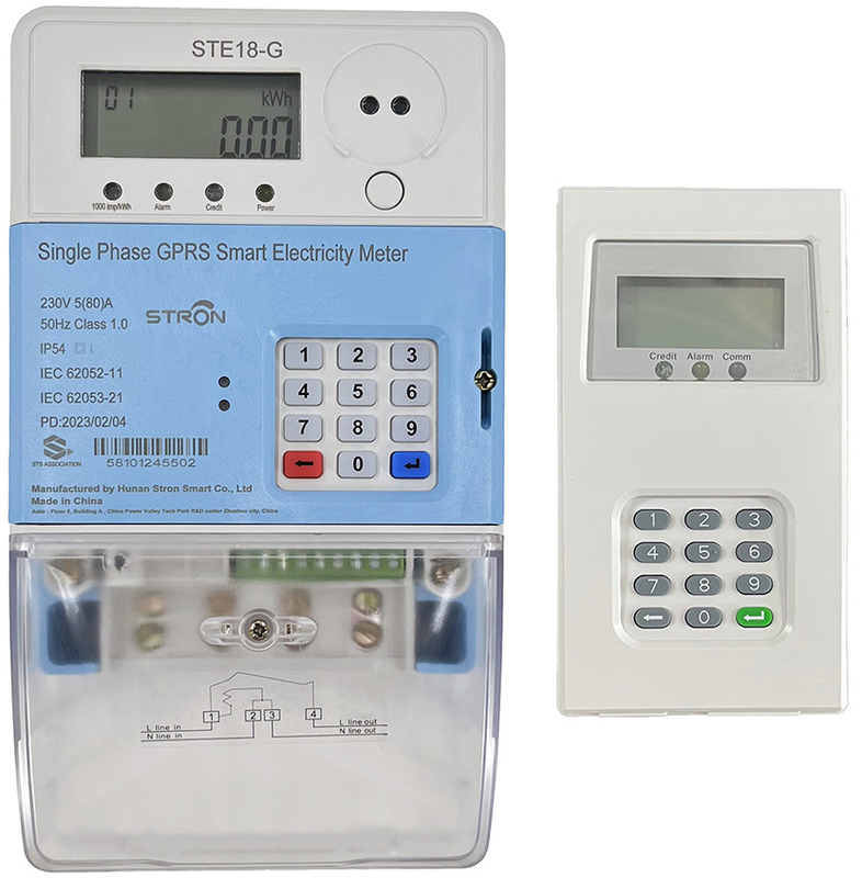 Prepaid Split Keypad Single Phase Energy Meter Low Credit Alarm Token Type