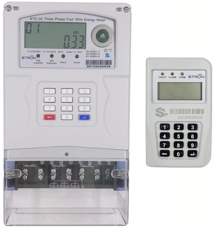 Prepaid 3-Phase Digital Split Electric Meter RS485 Communication DIN Rail Remote Access for Home Office Energy Monitoring