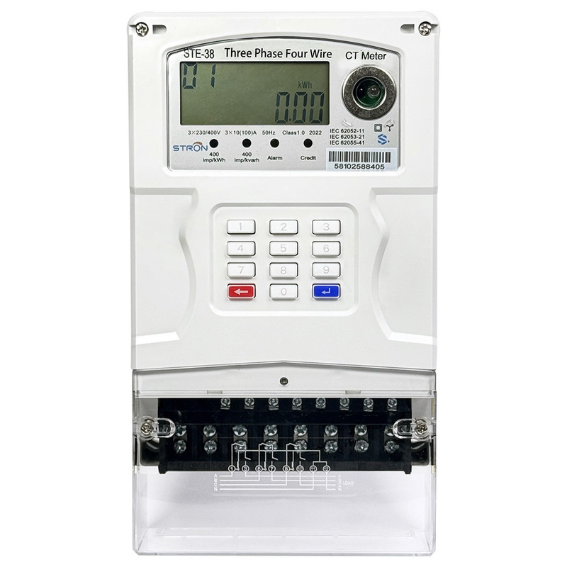 STS three-phase keypad-type prepaid electricity meter with remote control and recharge