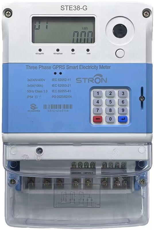 STS Smart GPRS Three Phase Prepaid Electricity Meter CIU Safety Charge Tokens LCD Display Easy Installation 1 Accuracy Class