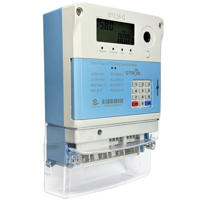 STS Smart GPRS Three Phase Prepaid Electricity Meter CIU Safety Charge Tokens LCD Display Easy Installation 1 Accuracy Class