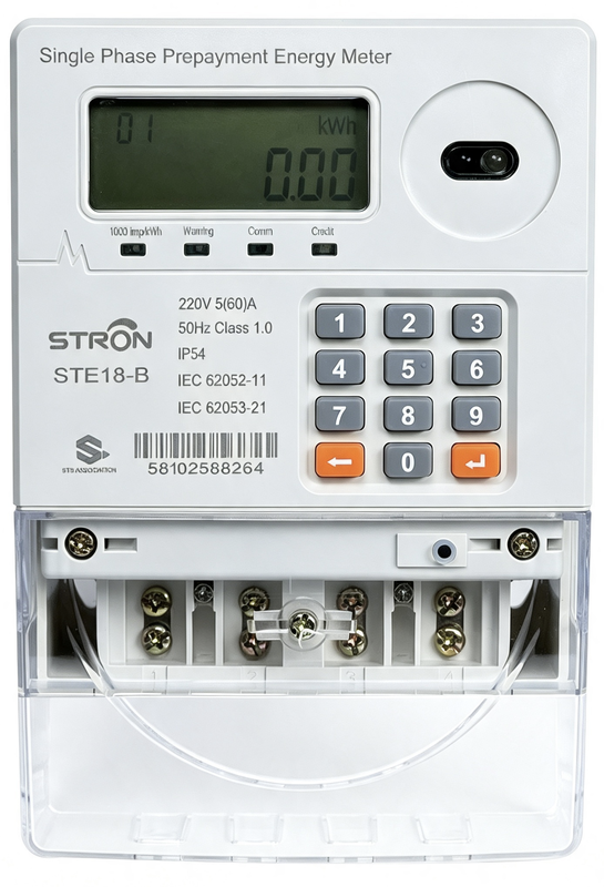 Smart Prepaid Electricity Meter with automatic relay cut off when credit reaches zero ensuring secure and prepaid electricity service