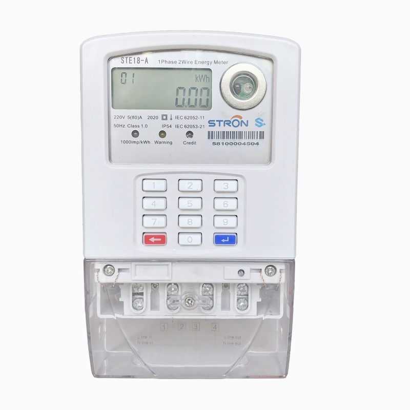 Prepaid Anti Tamper Single Phase Energy Meter Ingress Protection IP54