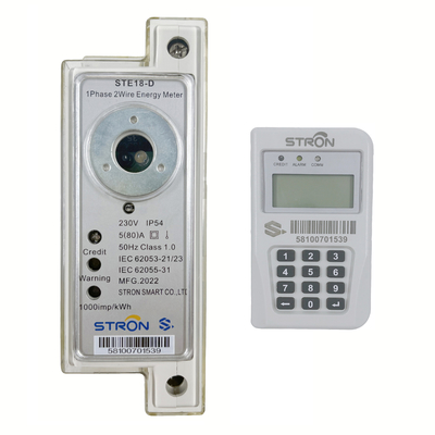 DIN Rail Split Keypad Single Phase Prepaid Electricity Meter With CIU