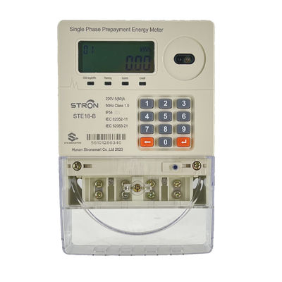 Stron STE18-B Prepaid Single Phase Two Wires Smart Energy Meter with IP54 Waterproof LCD Display Class I Accuracy LORA-RF 230V 60A