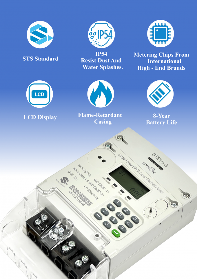 Smart Prepaid Electricity Meter STE18G with IP54 Protection Multi ...